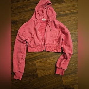 Garage Hot Pink Crop Small Zip Up Hoodie